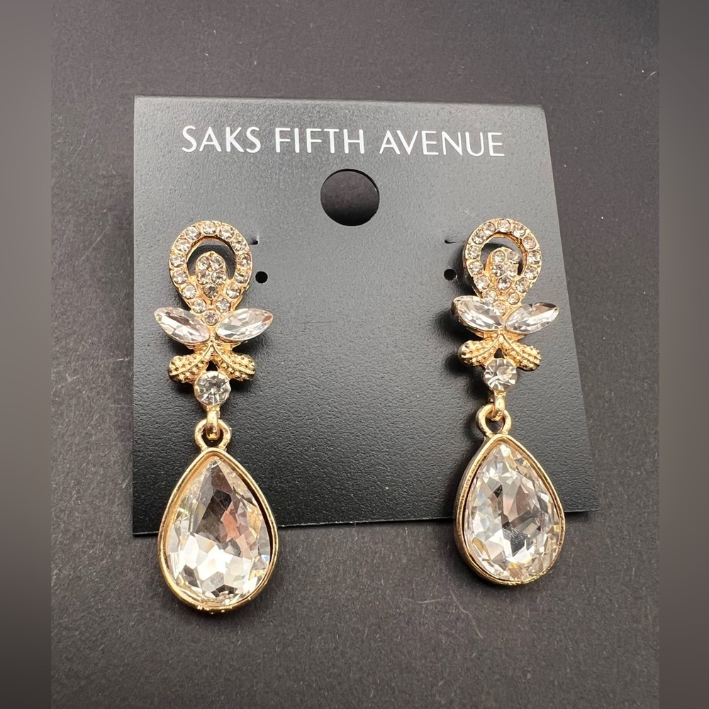 Saks Fifth Avenue Gold and Silver Teardrop Earrings